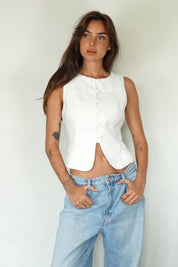 Linen Vest - ivory