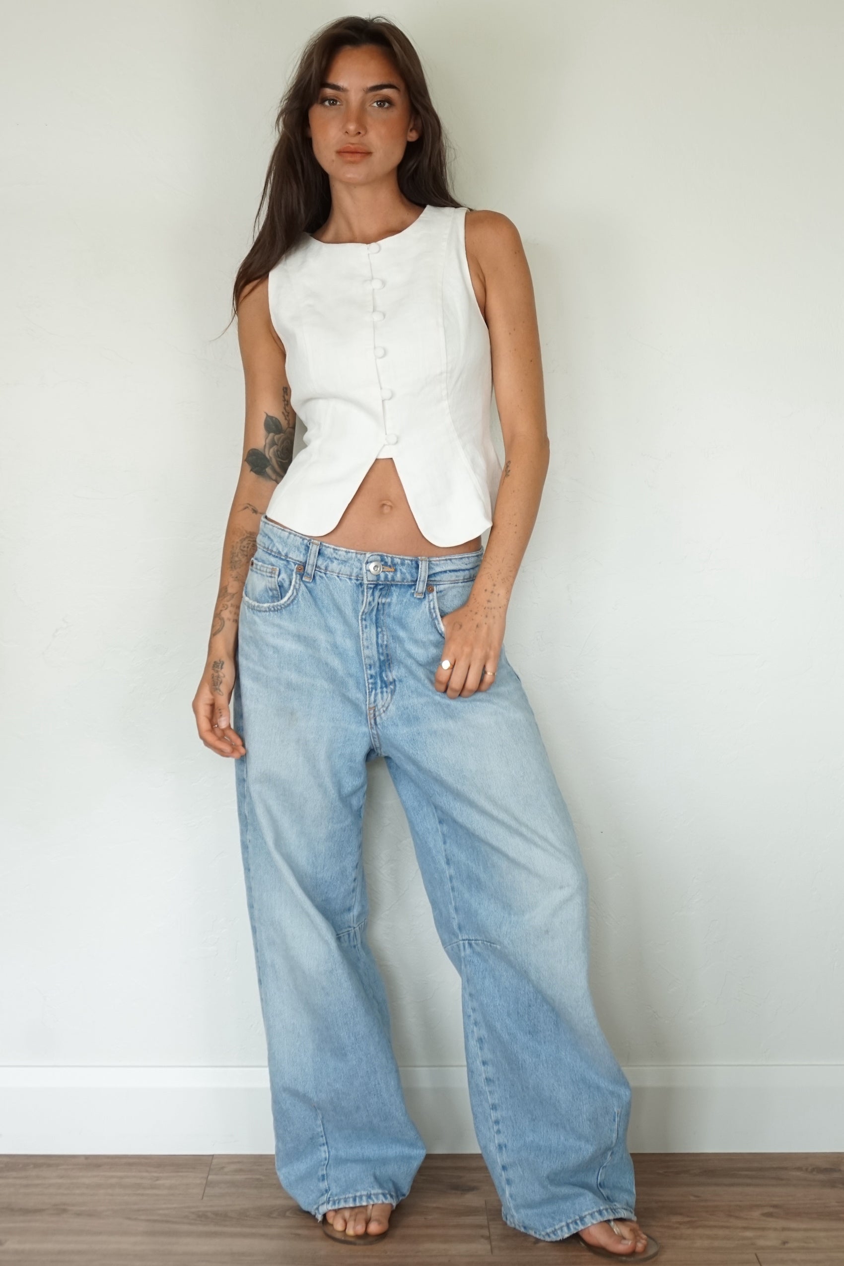 Linen Vest - ivory
