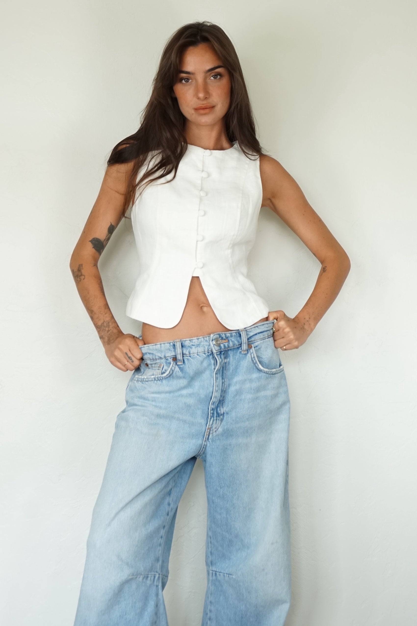 Linen Vest - ivory