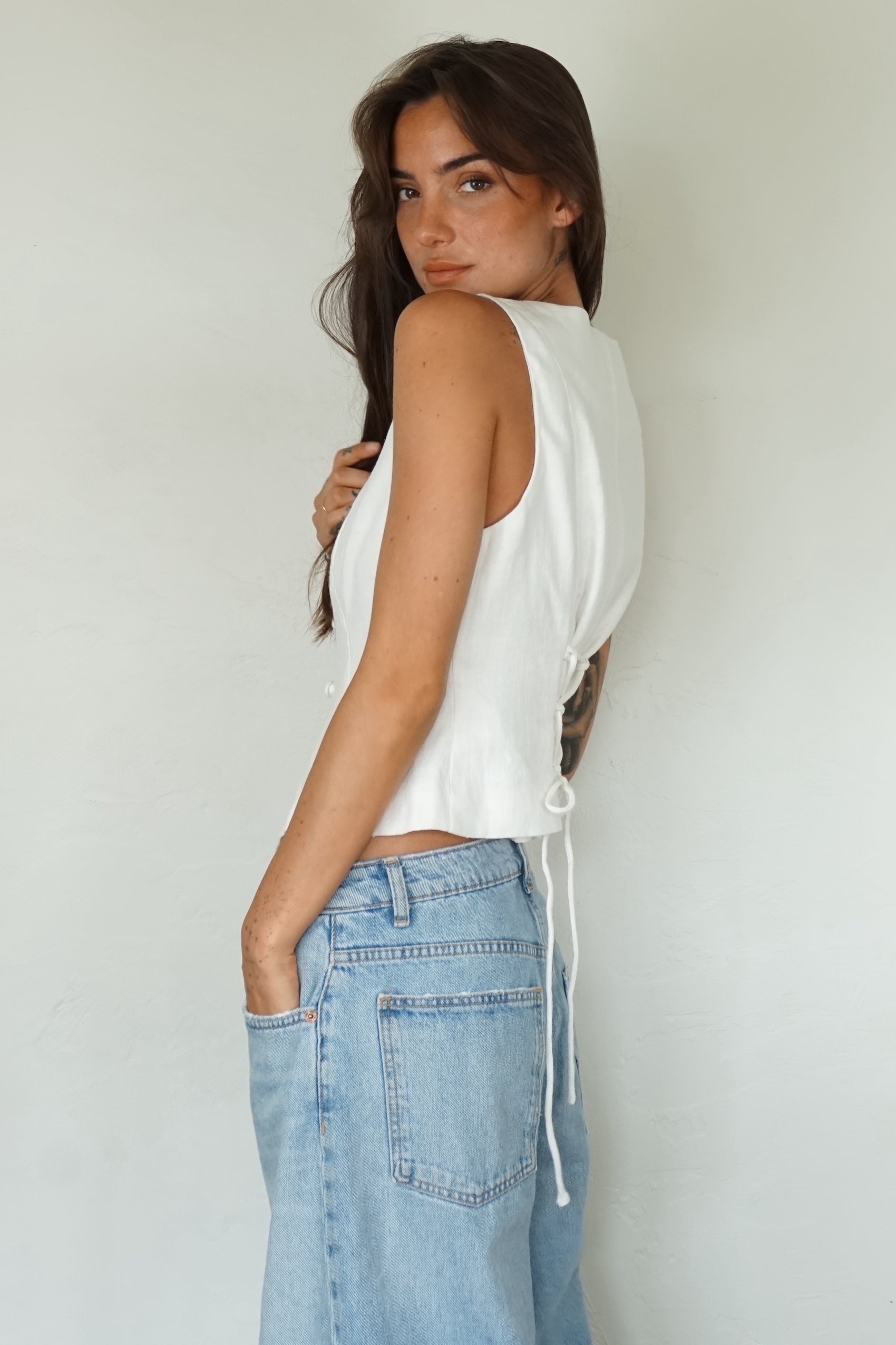Linen Vest - ivory