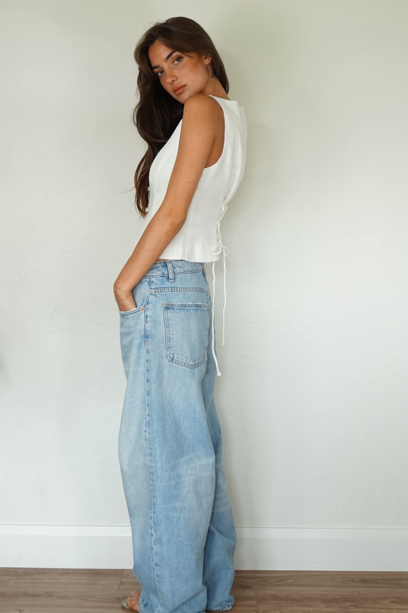 Linen Vest - ivory