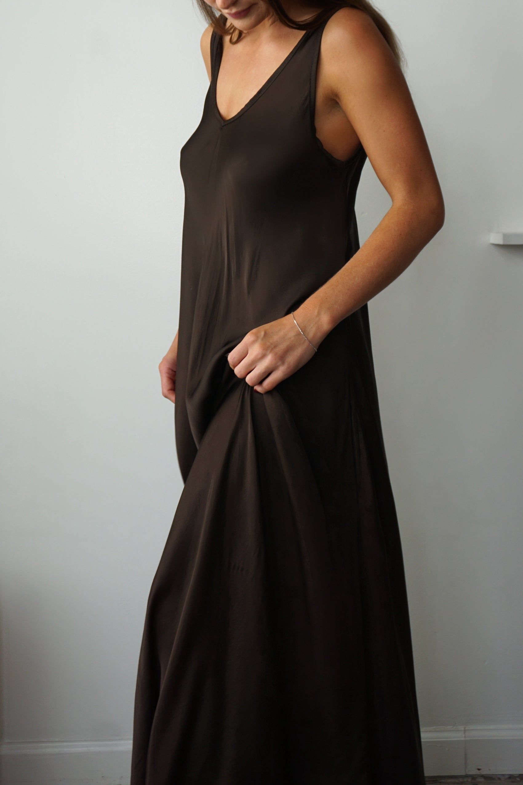 Satin maxi - chocolate