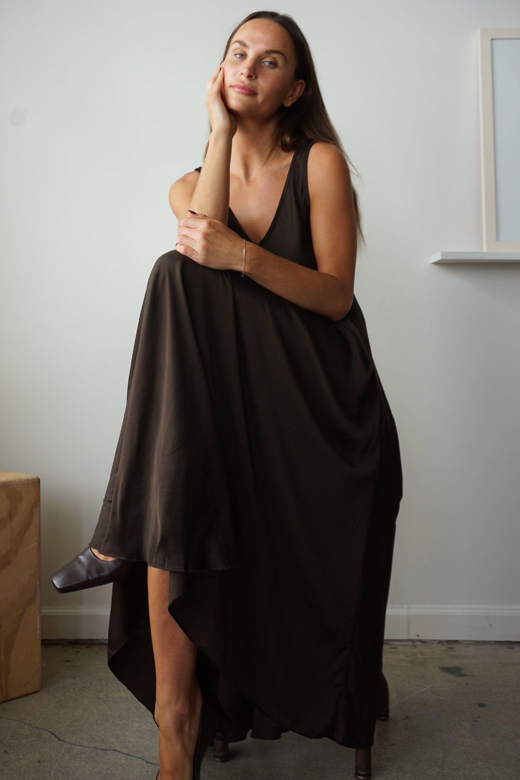 Satin maxi - chocolate