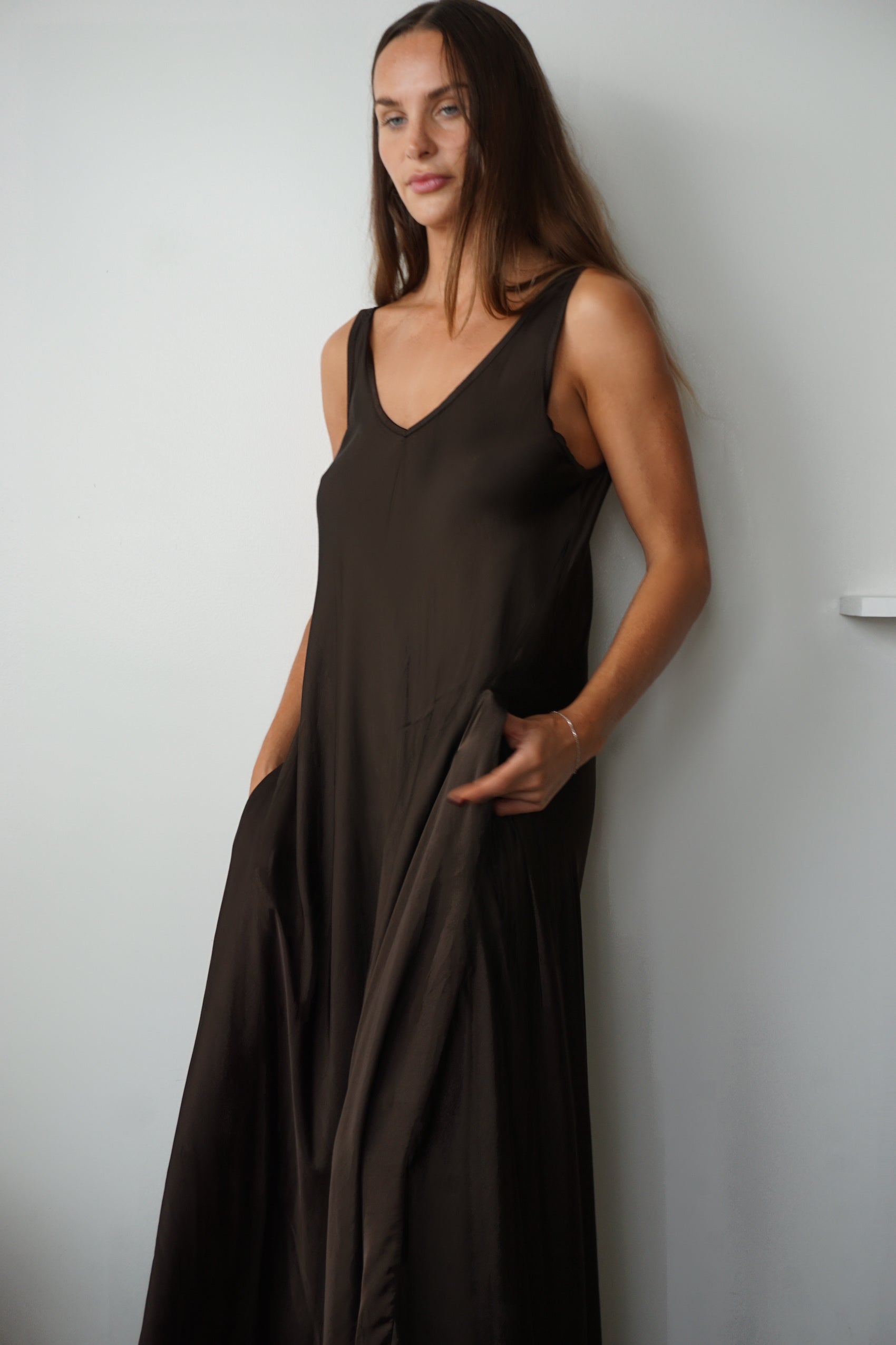Satin maxi - chocolate