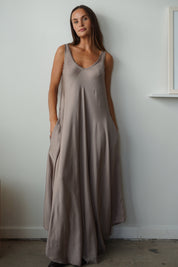 Satin maxi - taupe