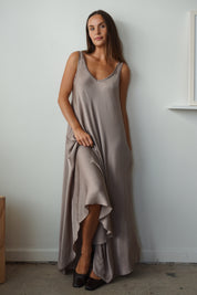 Satin maxi - taupe