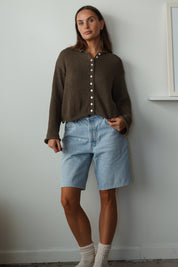 Knit Cardigan - dark olive - pre order