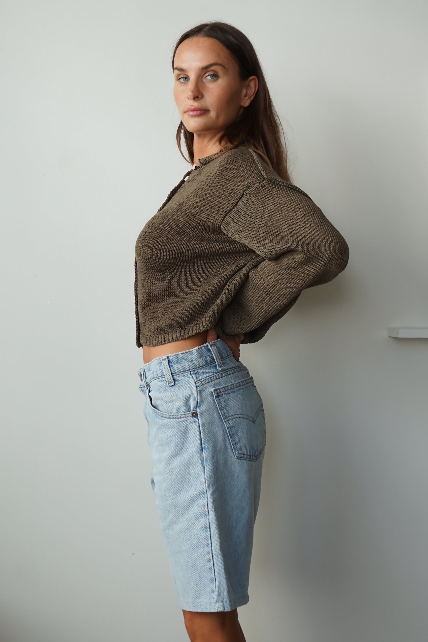 Knit Cardigan - dark olive - pre order