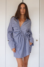 Riviera Dress - pinstripe