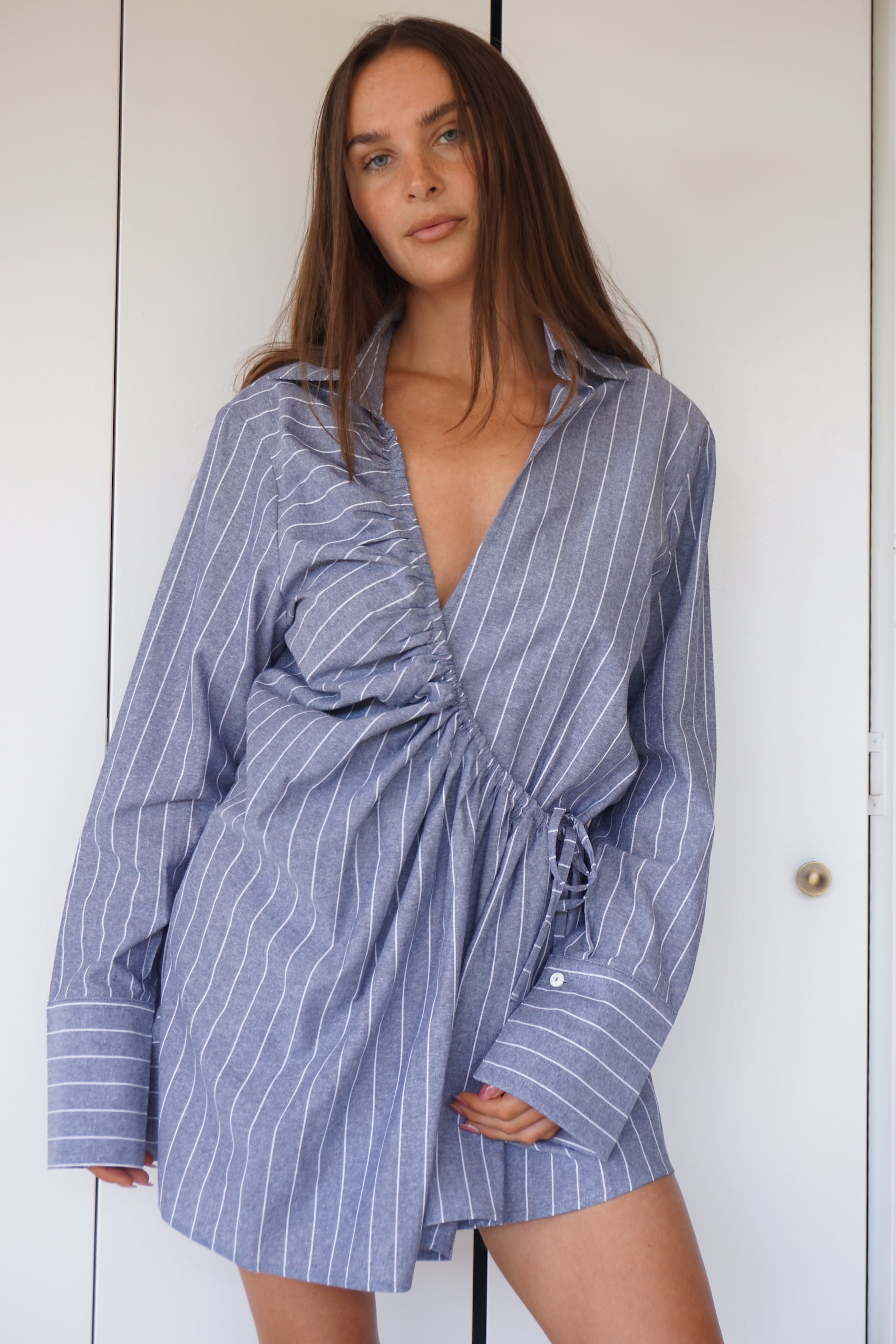 Riviera Dress - pinstripe