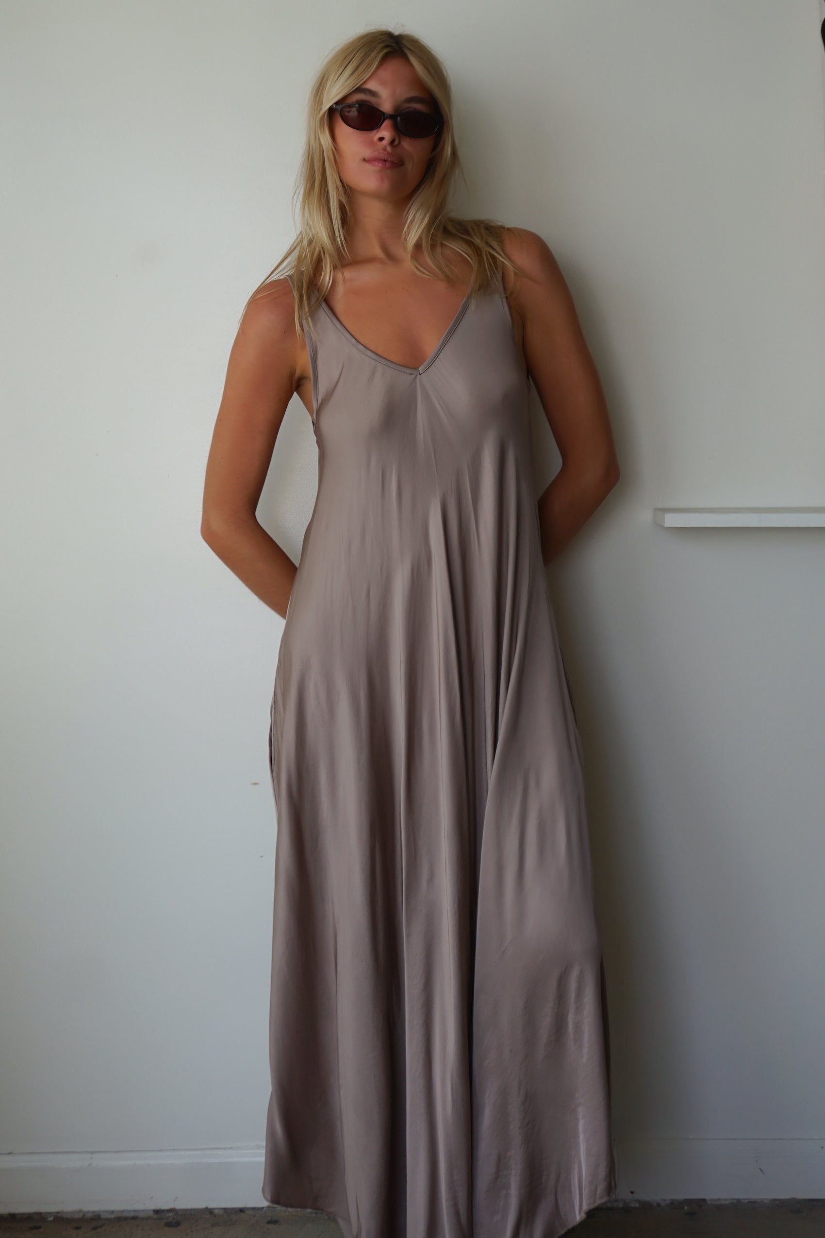 satin maxi - oyster