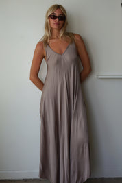 satin maxi - oyster