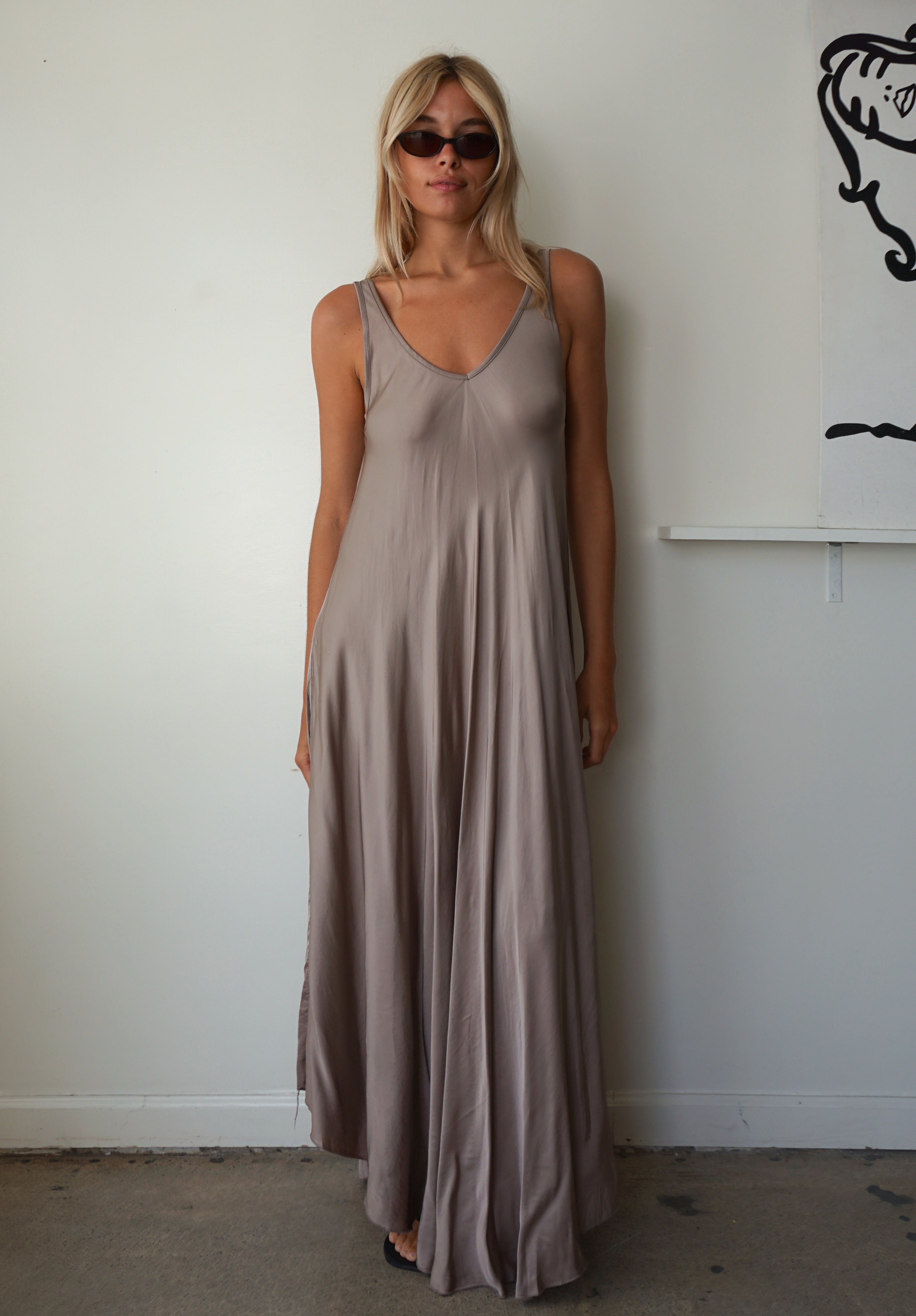 satin maxi - oyster