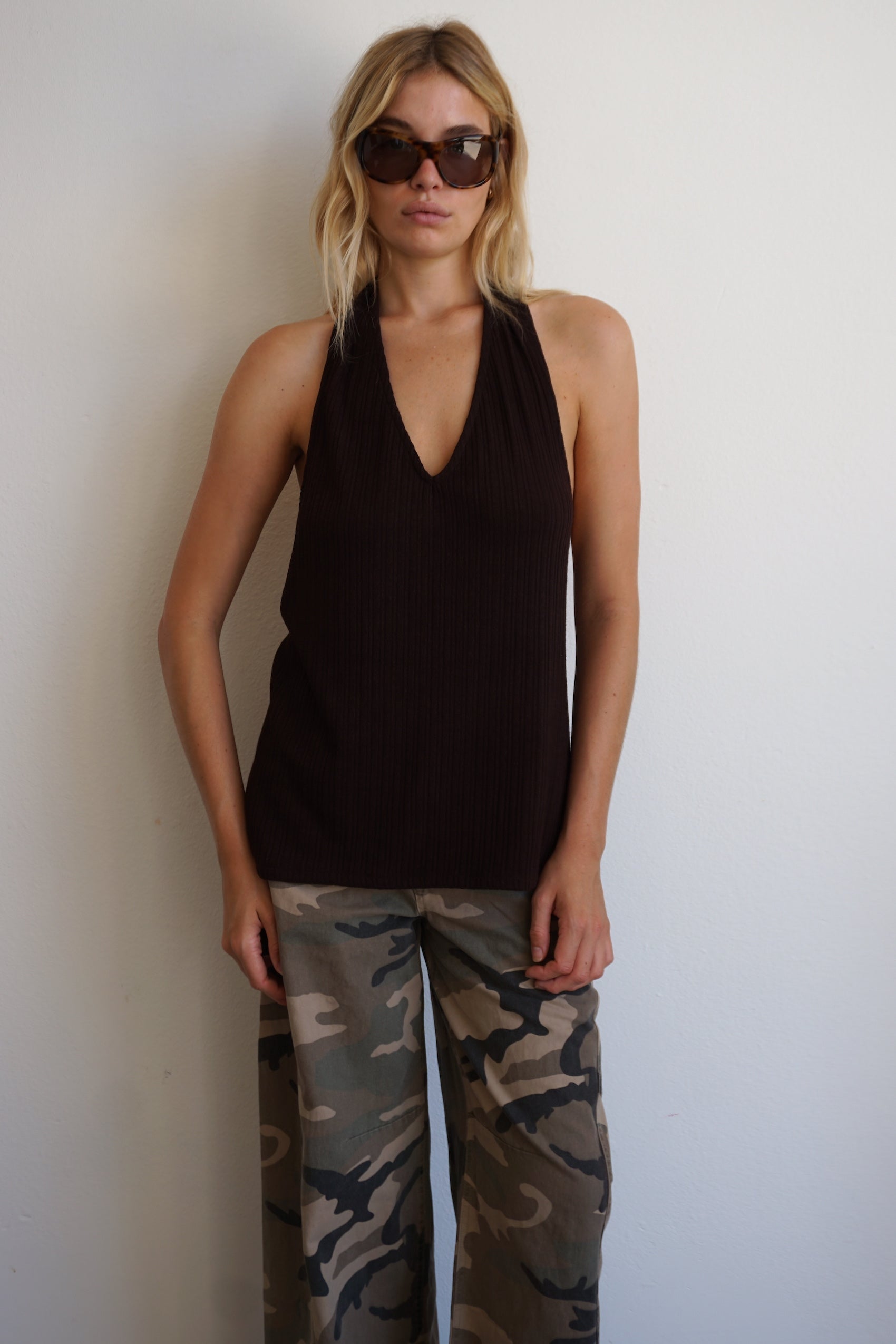 Halter top - umber knit / pre order