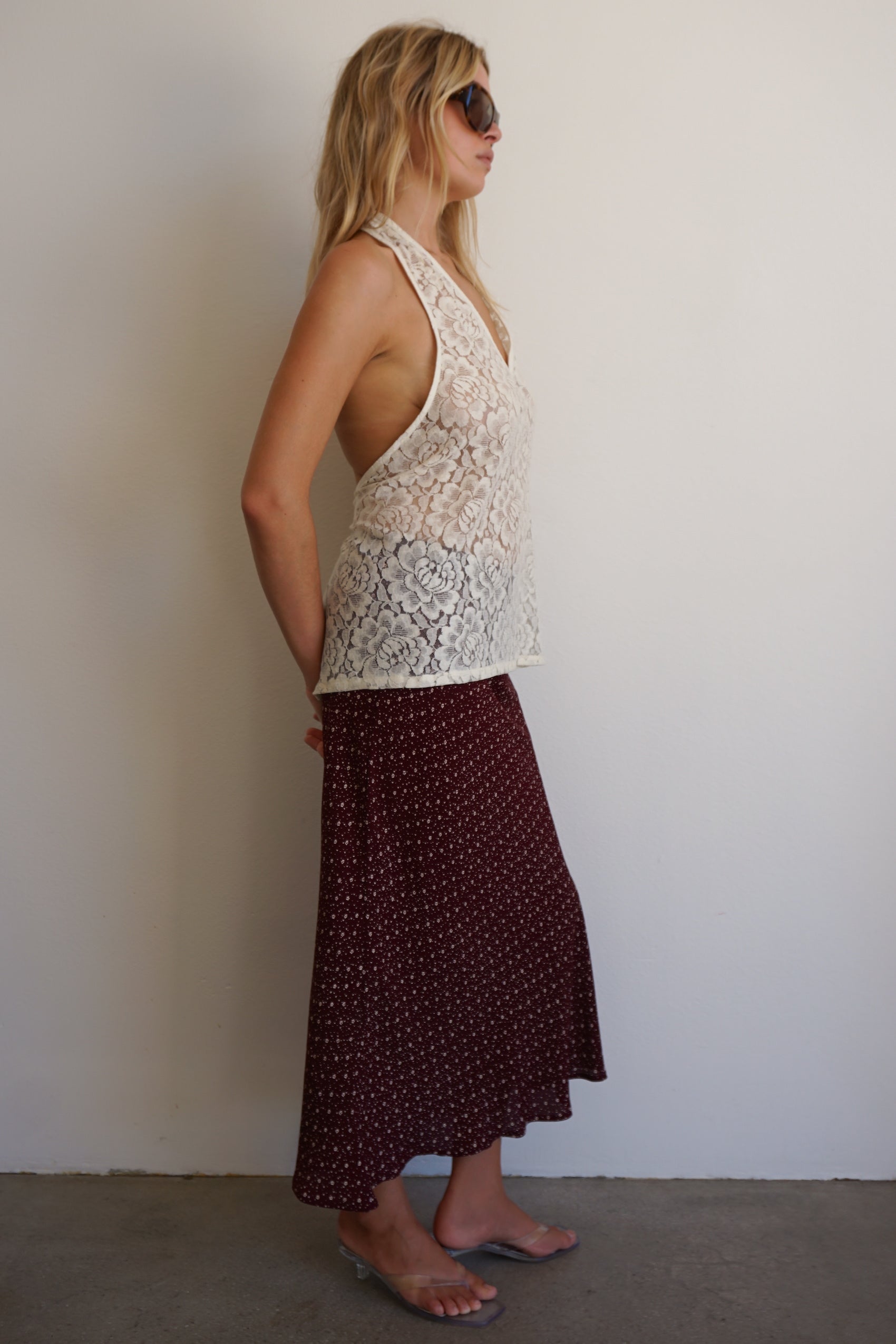 1997 skirt - merlot floral / pre order